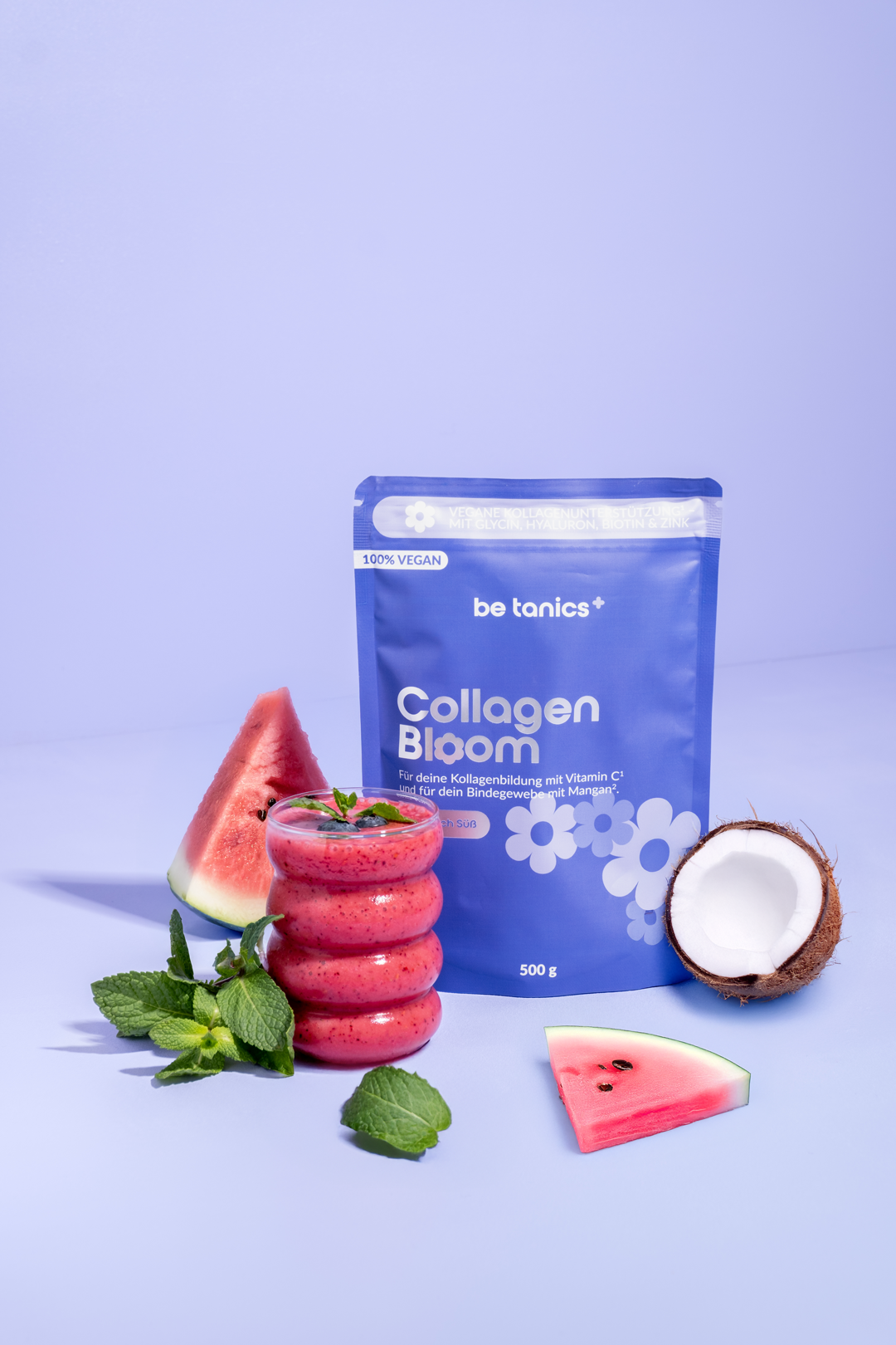 Erfrischender Kokosnuss-Wassermelonen-Fruchtshake mit Collagen Bloom